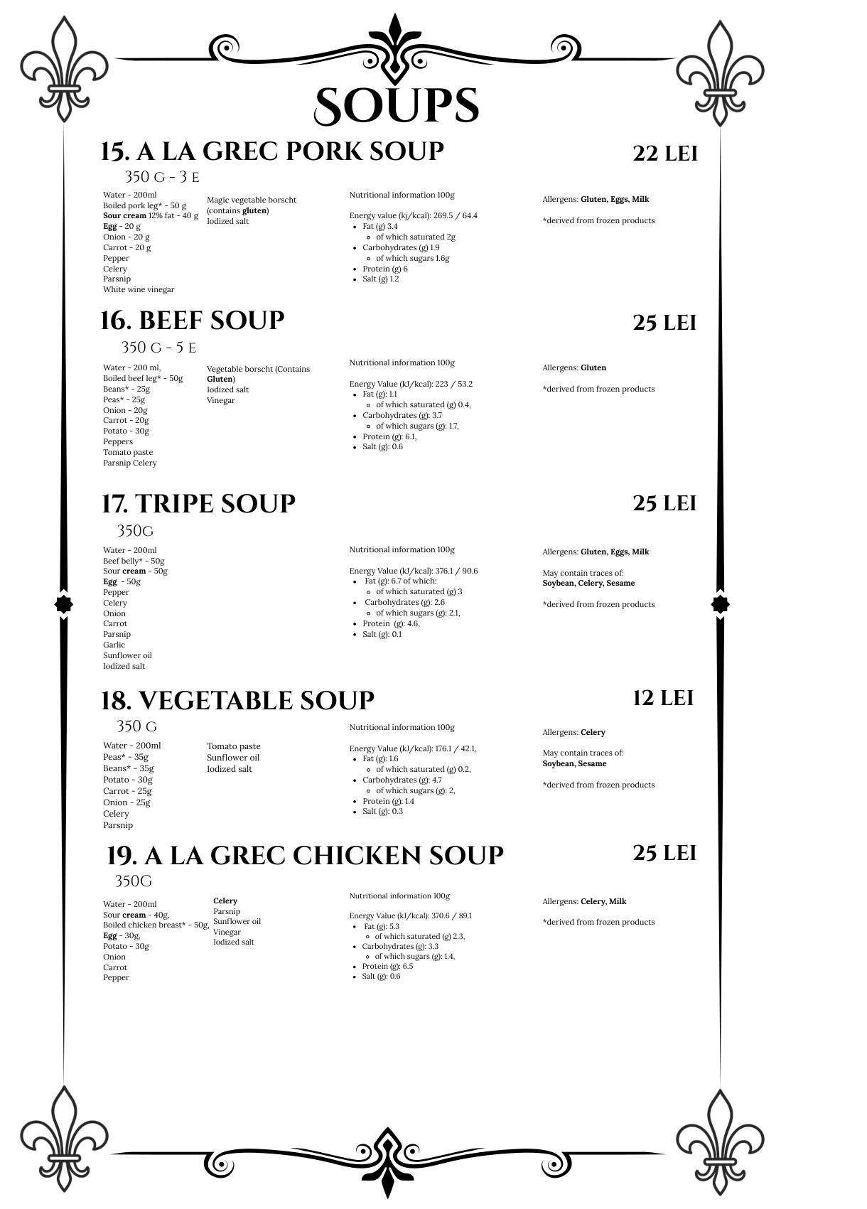 Menu Soups