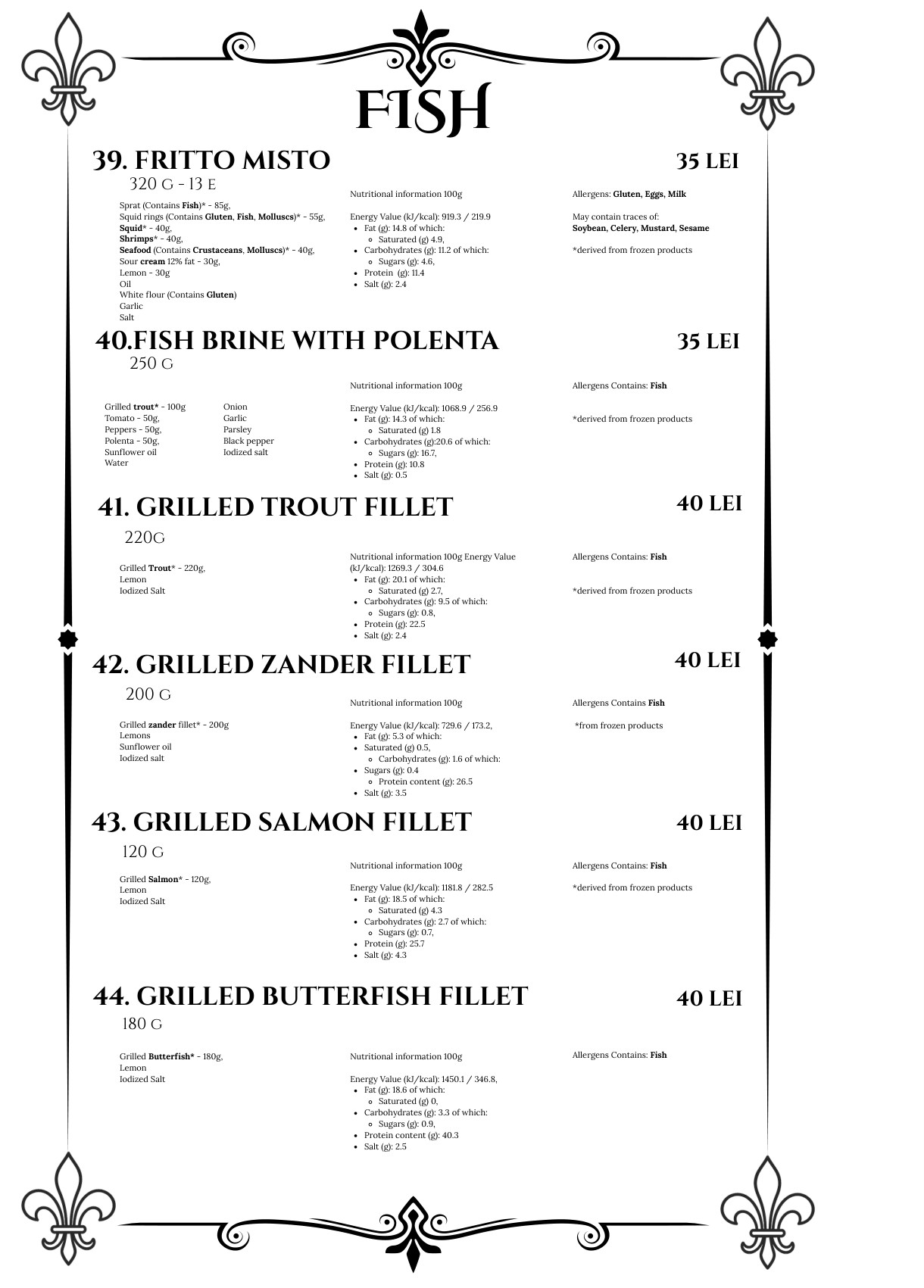 Menu Fish
