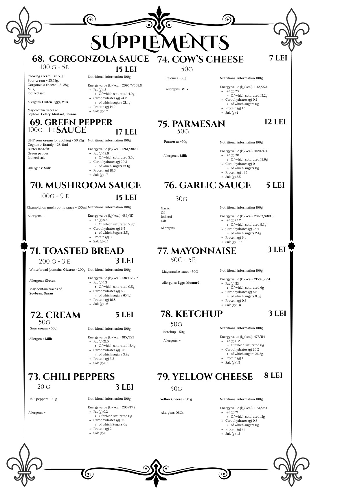 Menu Extras