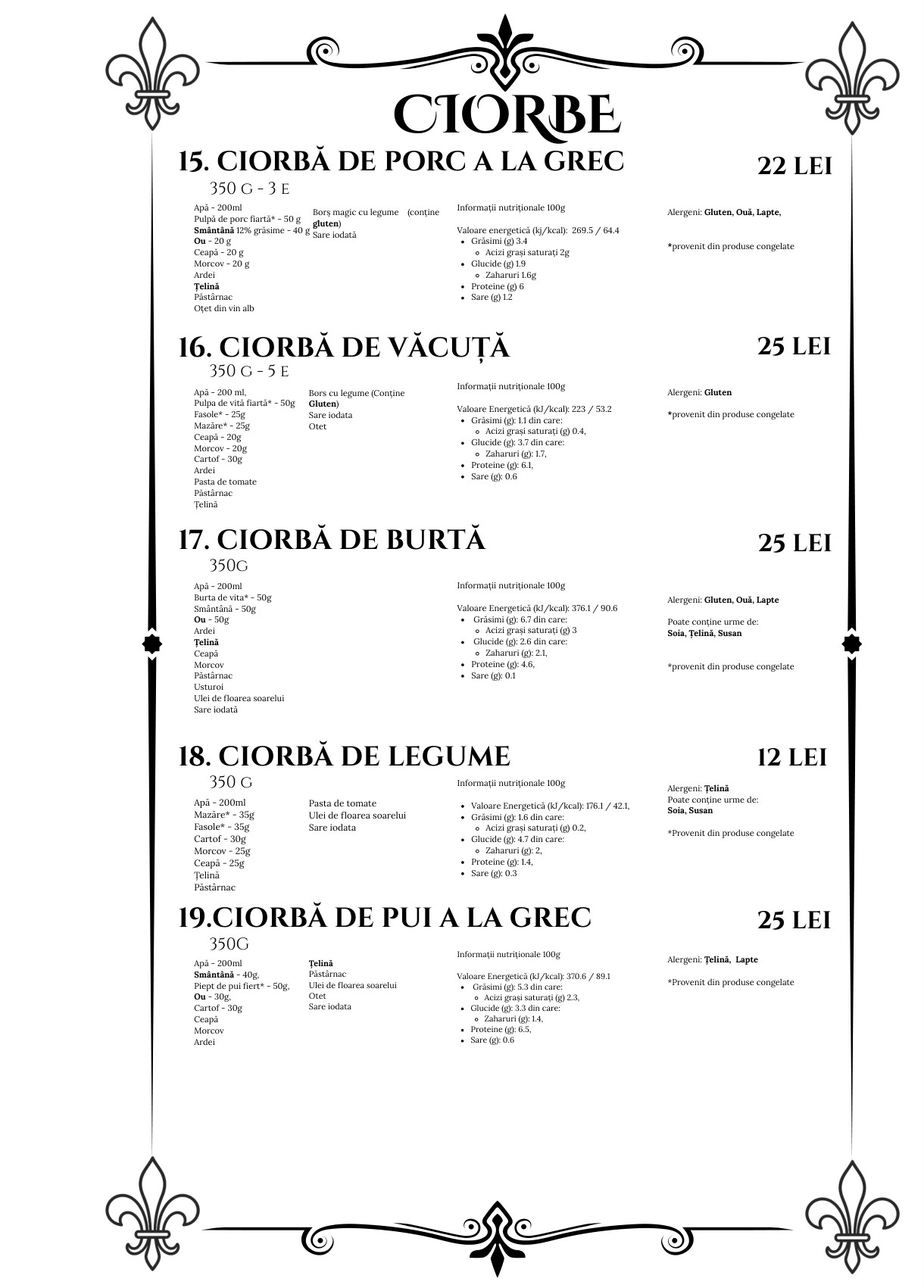 Meniu Ciorbe