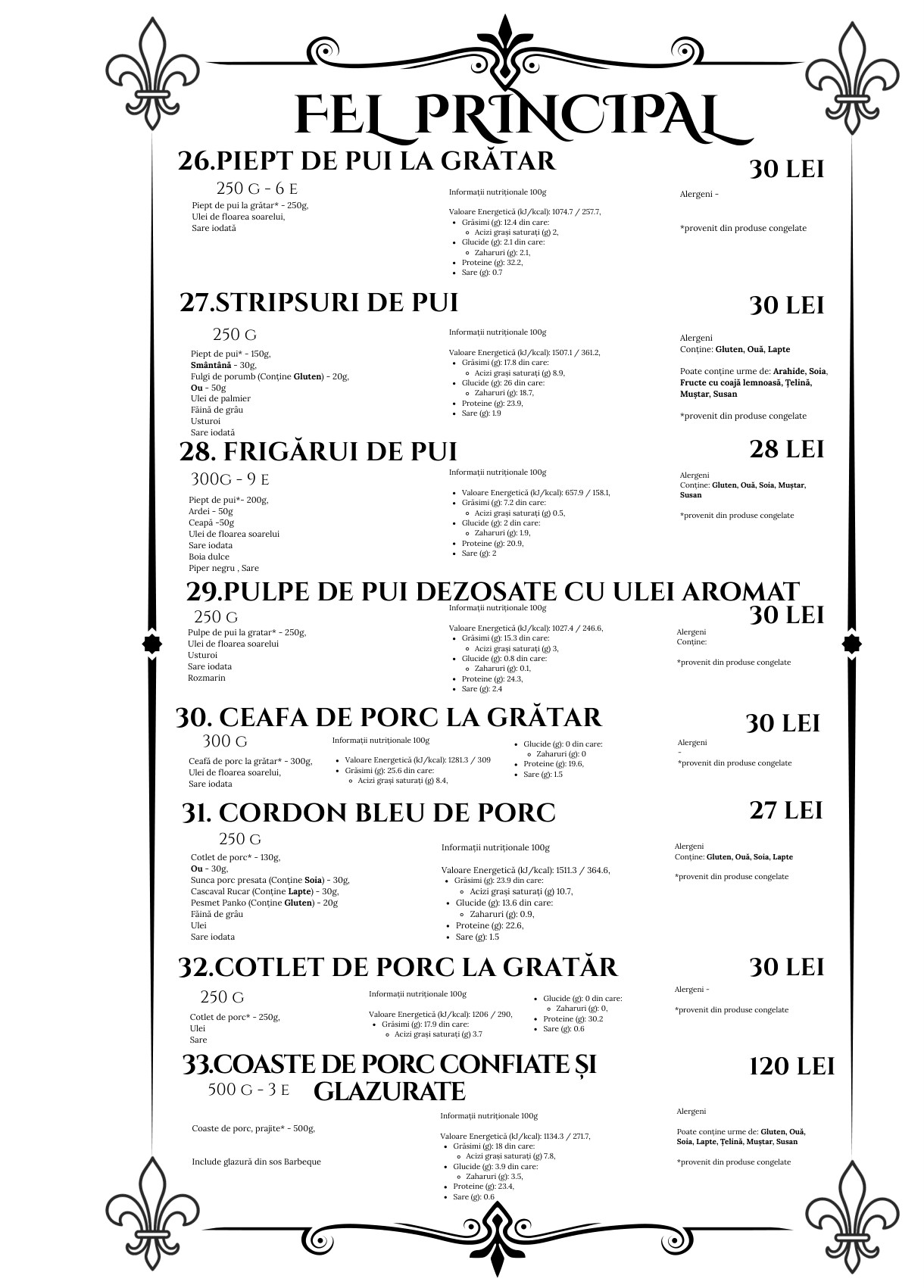 Meniu Fel principal, prima pagină