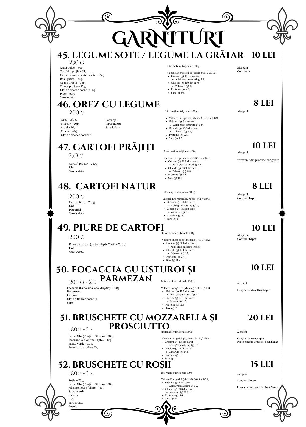 Meniu Garnituri